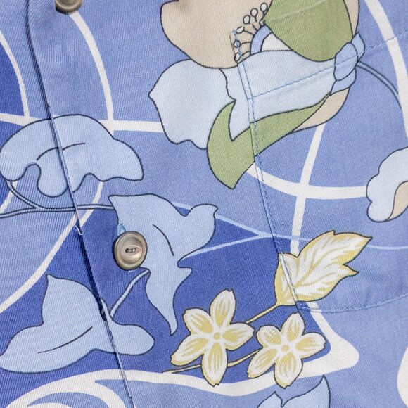 Men's Tommy Bahama Hawaiian Style Floral Pattern Blue Sz. Small 100% Silk Casual - Picture 4 of 7